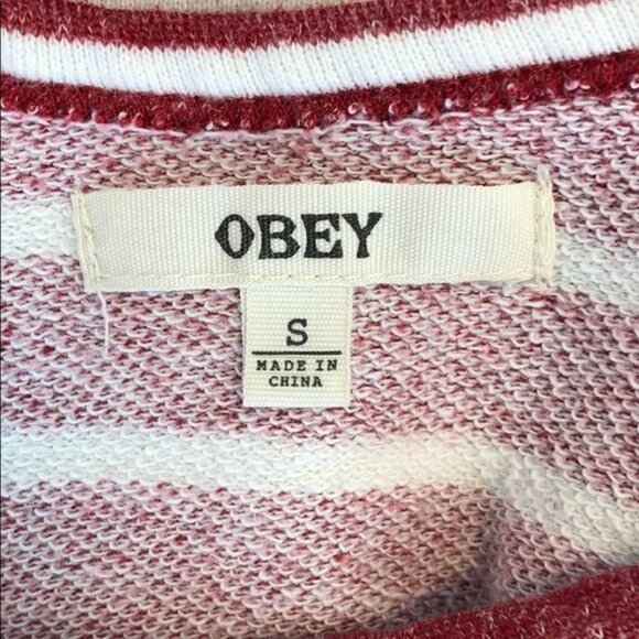 OBEY Red White Stripe Pullover - S - Picture 7 of 9